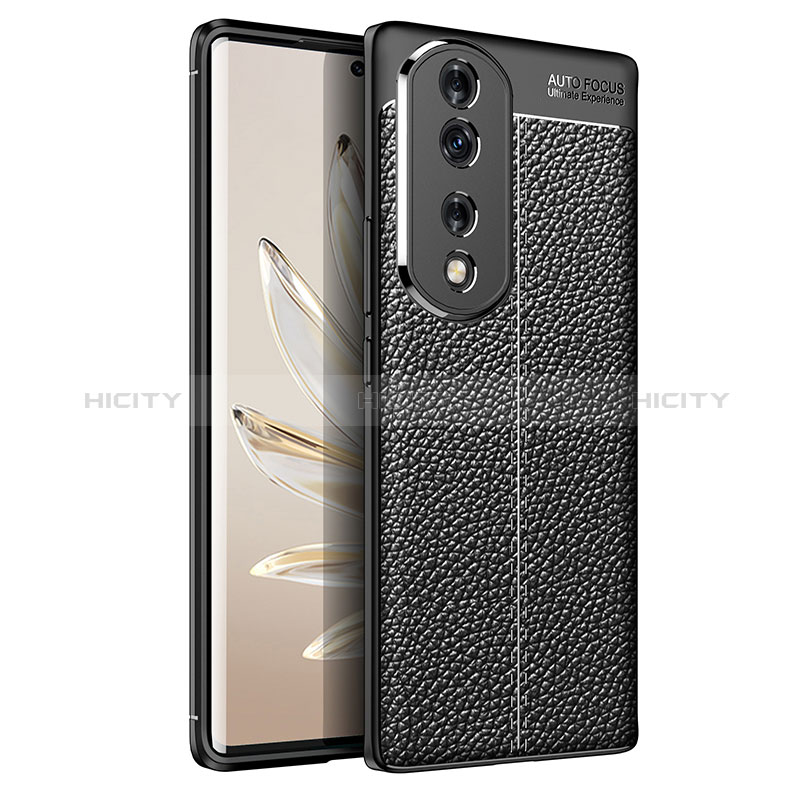 Coque Silicone Gel Motif Cuir Housse Etui pour Huawei Honor 70 Pro+ Plus 5G Noir Plus