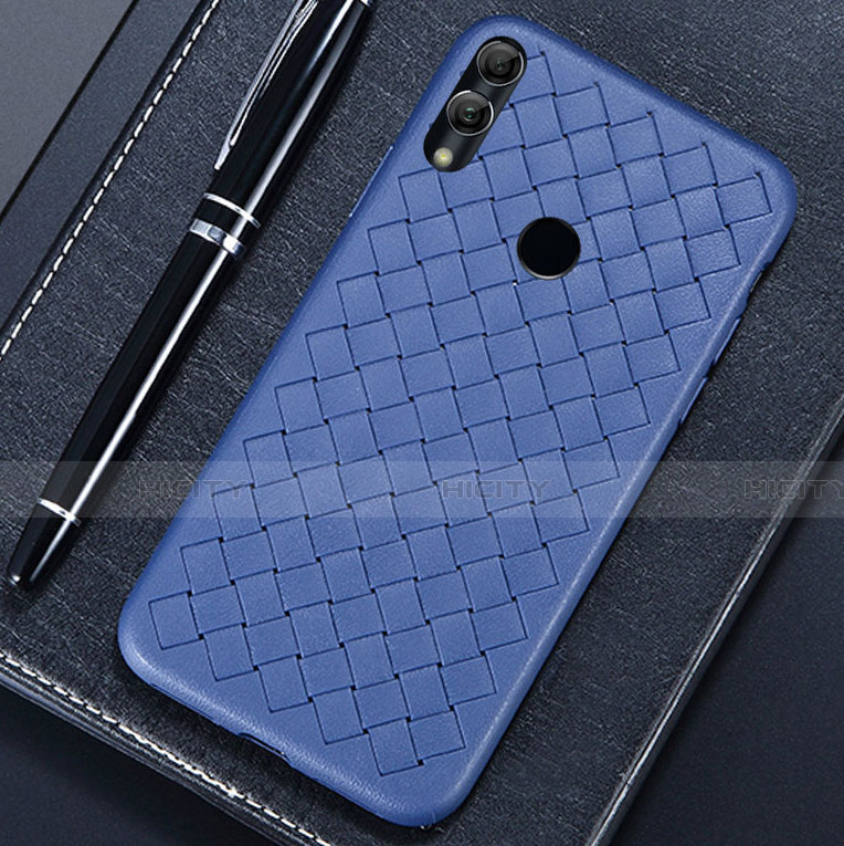 Coque Silicone Gel Motif Cuir Housse Etui pour Huawei Honor 8X Bleu Plus