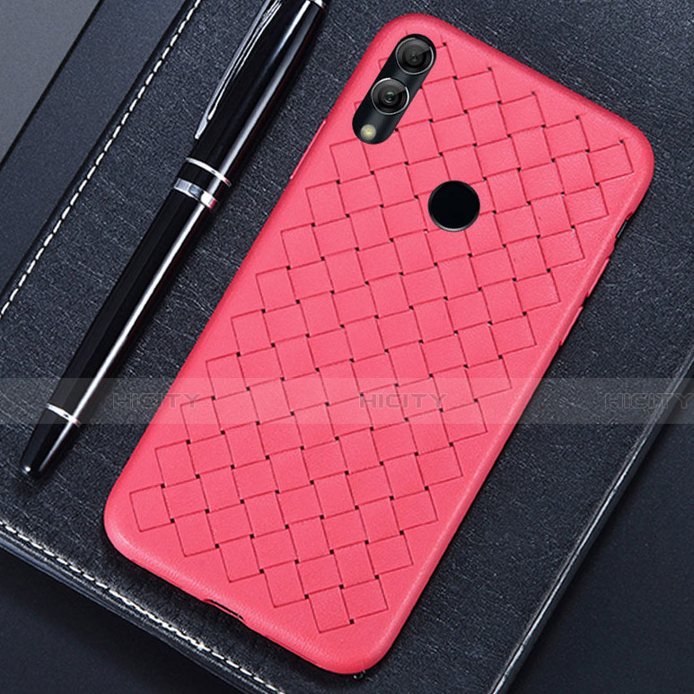 Coque Silicone Gel Motif Cuir Housse Etui pour Huawei Honor 8X Rouge Plus