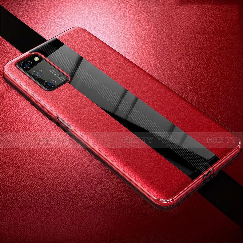 Coque Silicone Gel Motif Cuir Housse Etui pour Huawei Honor View 30 5G Rouge Plus