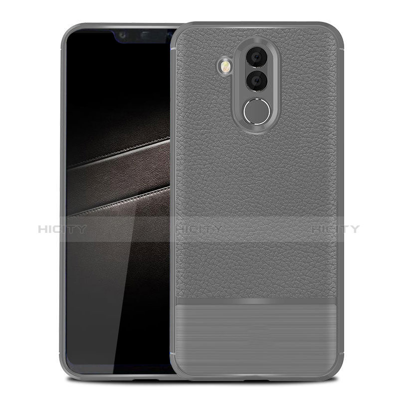 Coque Silicone Gel Motif Cuir Housse Etui pour Huawei Maimang 7 Gris Plus