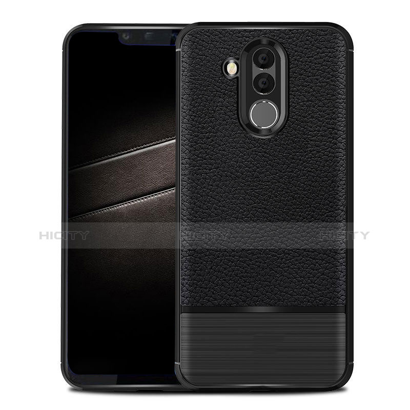 Coque Silicone Gel Motif Cuir Housse Etui pour Huawei Maimang 7 Noir Plus