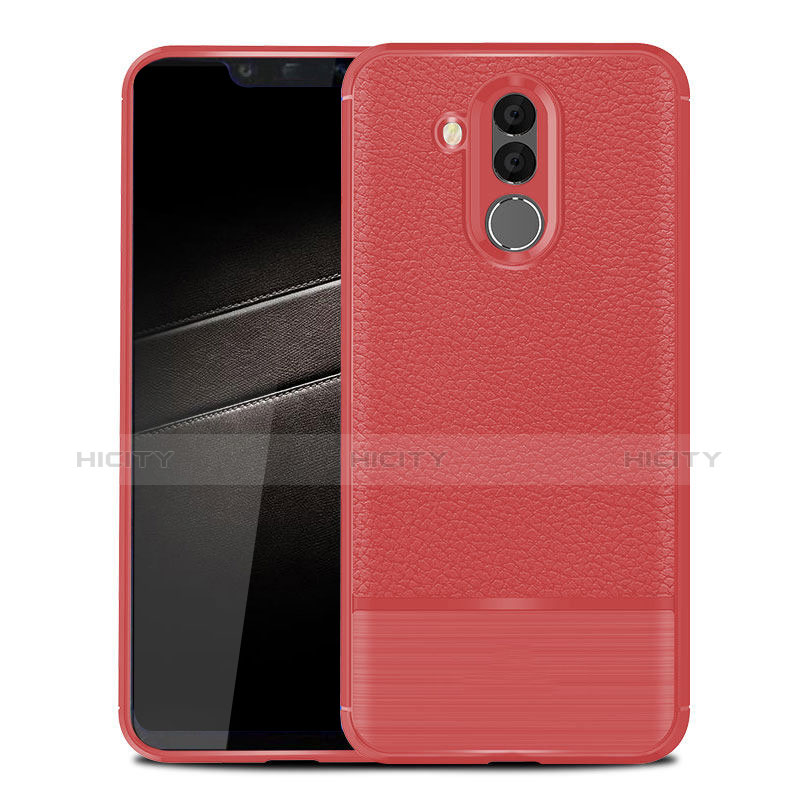 Coque Silicone Gel Motif Cuir Housse Etui pour Huawei Maimang 7 Rouge Plus