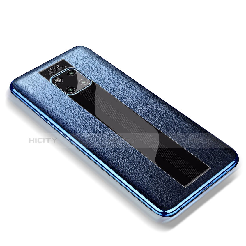 Coque Silicone Gel Motif Cuir Housse Etui pour Huawei Mate 20 RS Bleu Plus