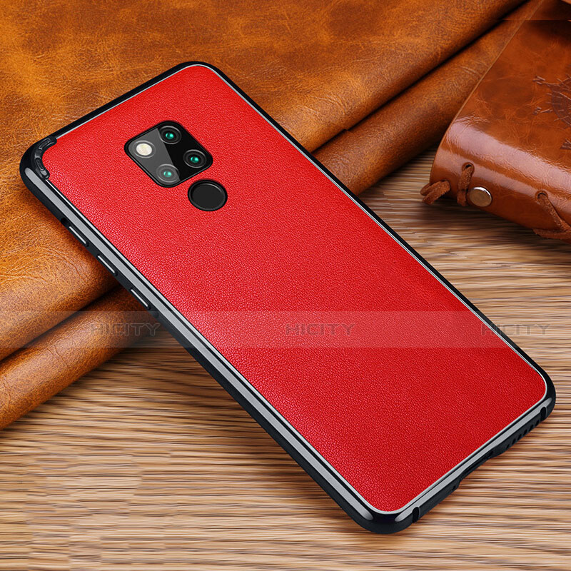 Coque Silicone Gel Motif Cuir Housse Etui pour Huawei Mate 20 X 5G Rouge Plus