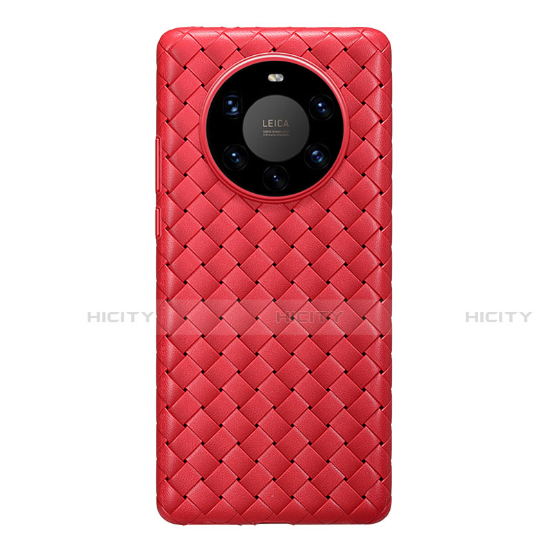 Coque Silicone Gel Motif Cuir Housse Etui pour Huawei Mate 40 Pro+ Plus Rouge Plus