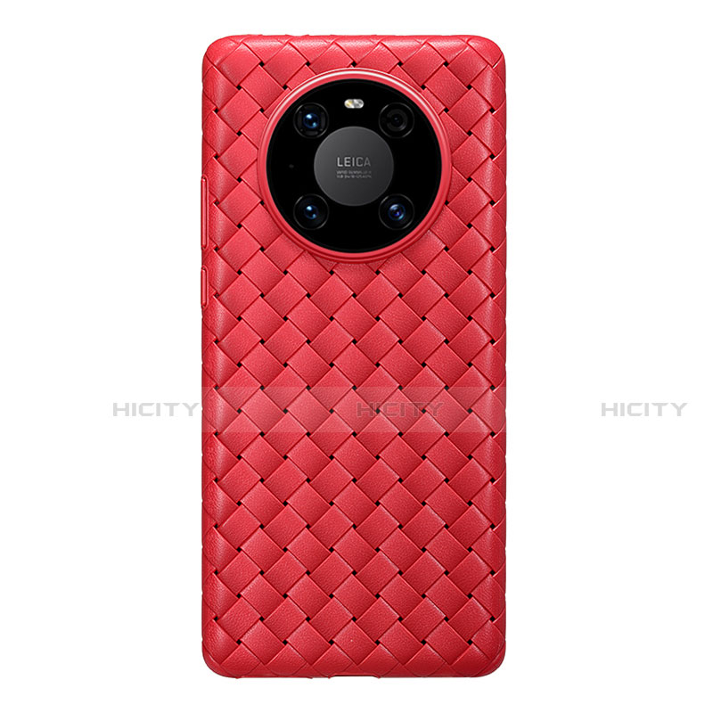 Coque Silicone Gel Motif Cuir Housse Etui pour Huawei Mate 40 Pro Rouge Plus