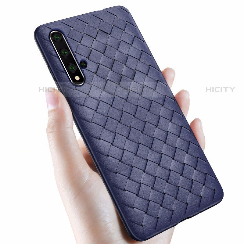 Coque Silicone Gel Motif Cuir Housse Etui pour Huawei Nova 5T Bleu Plus