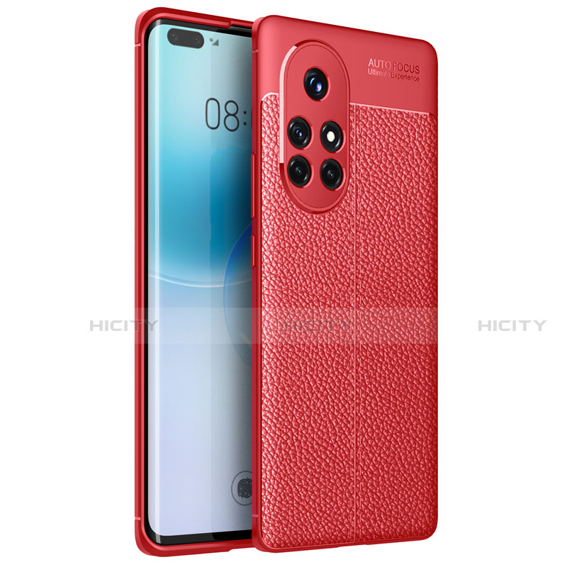 Coque Silicone Gel Motif Cuir Housse Etui pour Huawei Nova 8 Pro 5G Rouge Plus