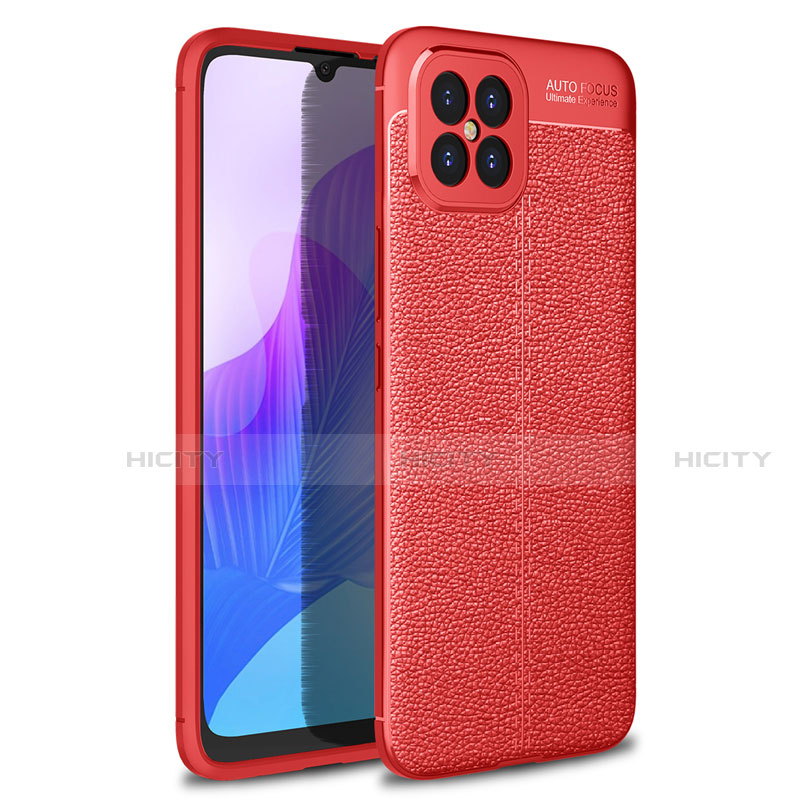 Coque Silicone Gel Motif Cuir Housse Etui pour Huawei Nova 8 SE 5G Rouge Plus