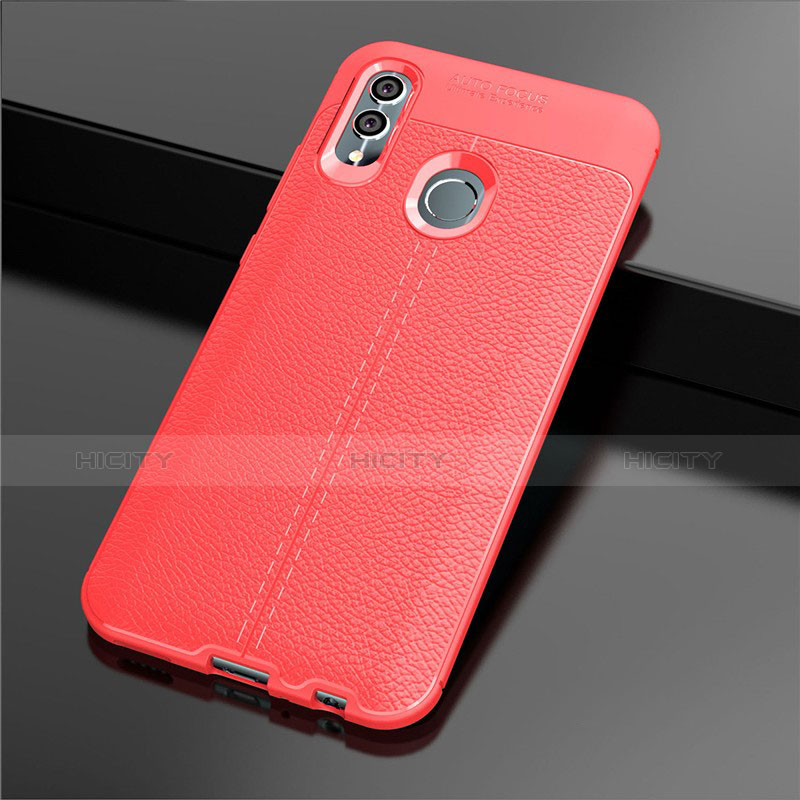 Coque Silicone Gel Motif Cuir Housse Etui pour Huawei P Smart (2019) Rouge Plus