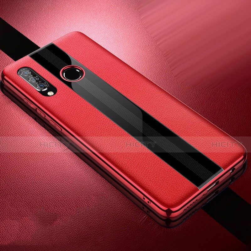 Coque Silicone Gel Motif Cuir Housse Etui pour Huawei P30 Lite New Edition Rouge Plus