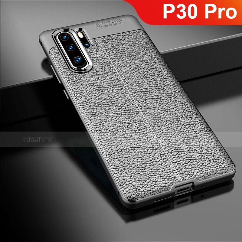 Coque Silicone Gel Motif Cuir Housse Etui pour Huawei P30 Pro Noir Plus