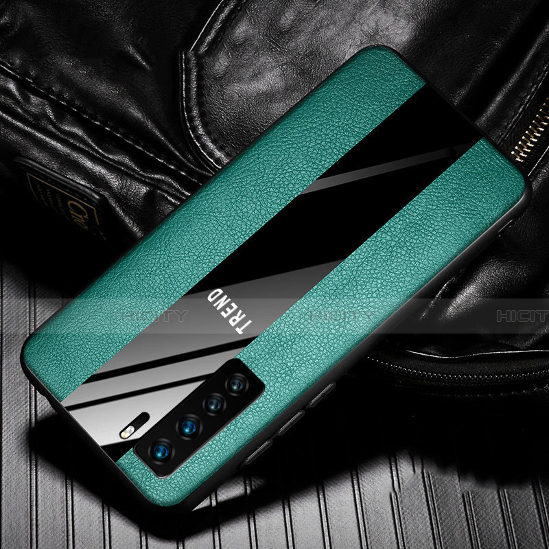 Coque Silicone Gel Motif Cuir Housse Etui pour Huawei P40 Lite 5G Vert Plus