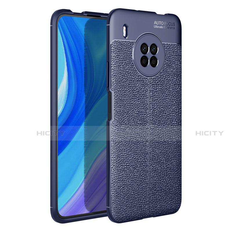 Coque Silicone Gel Motif Cuir Housse Etui pour Huawei Y9a Bleu Plus