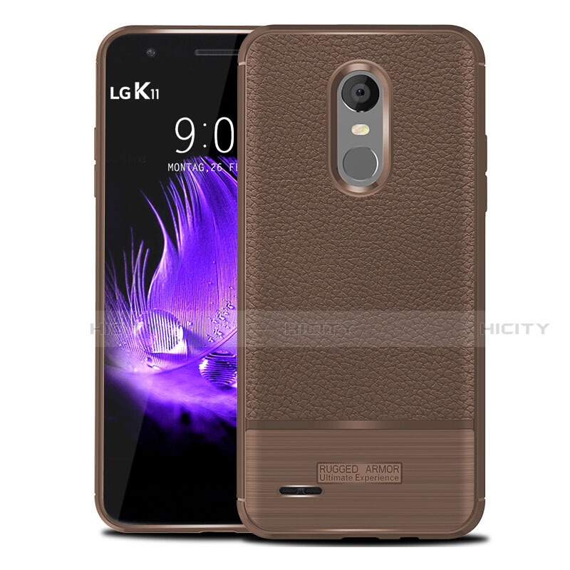 Coque Silicone Gel Motif Cuir Housse Etui pour LG K11 Marron Plus