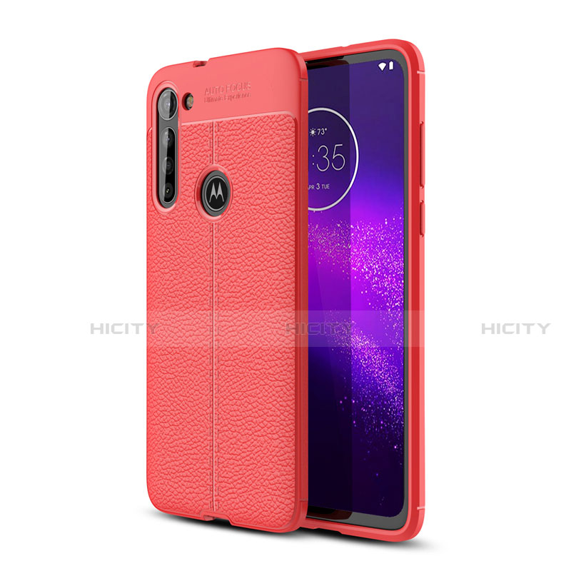 Coque Silicone Gel Motif Cuir Housse Etui pour Motorola Moto G8 Power Rouge Plus