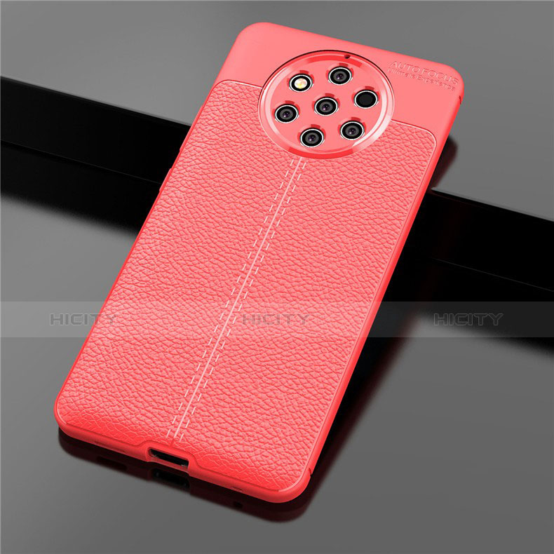 Coque Silicone Gel Motif Cuir Housse Etui pour Nokia 9 PureView Rouge Plus