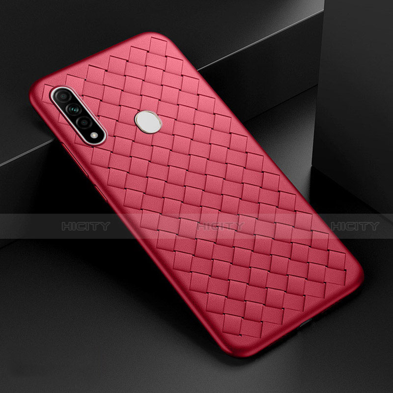 Coque Silicone Gel Motif Cuir Housse Etui pour Oppo A31 Rouge Plus