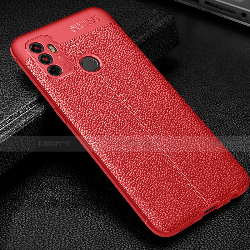 Coque Silicone Gel Motif Cuir Housse Etui pour Oppo A53 Rouge Plus