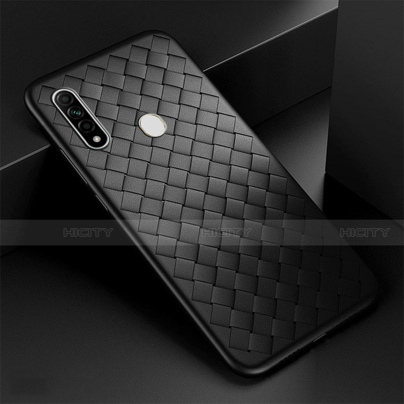 Coque Silicone Gel Motif Cuir Housse Etui pour Oppo A8 Noir Plus