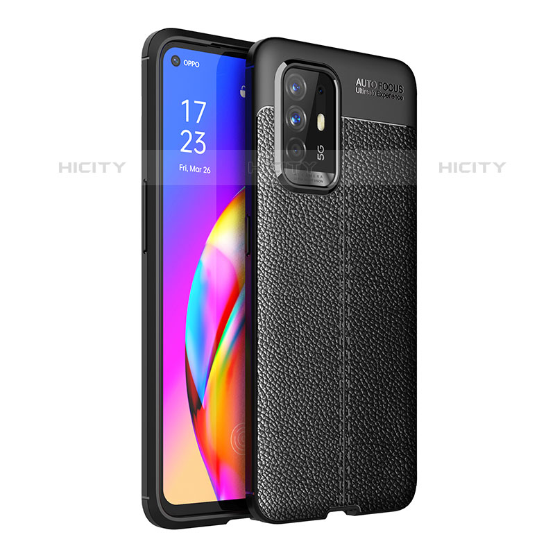 Coque Silicone Gel Motif Cuir Housse Etui pour Oppo A94 5G Noir Plus