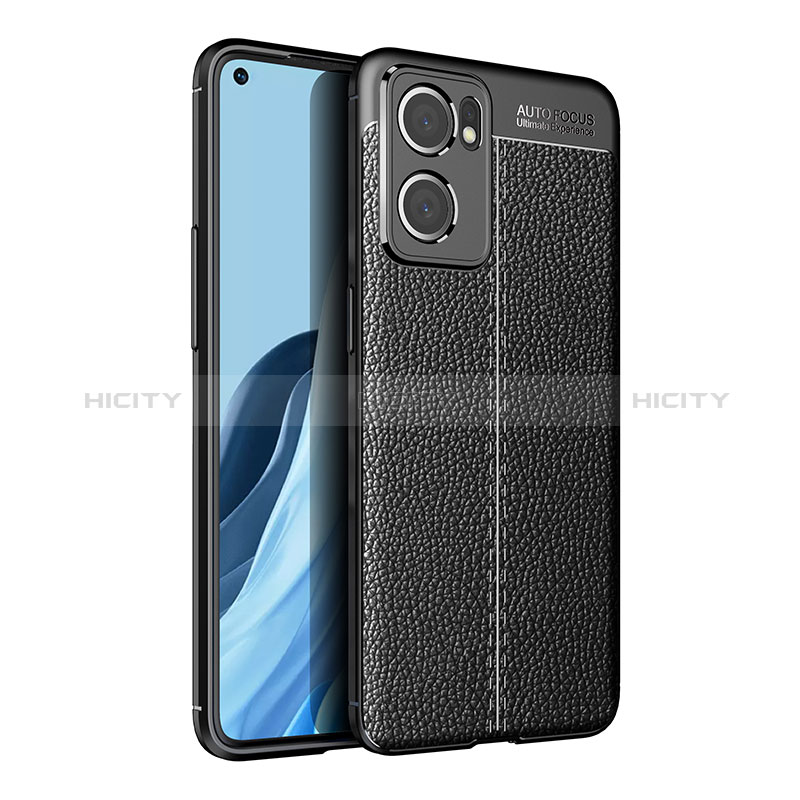 Coque Silicone Gel Motif Cuir Housse Etui pour Oppo Find X5 Lite 5G Noir Plus