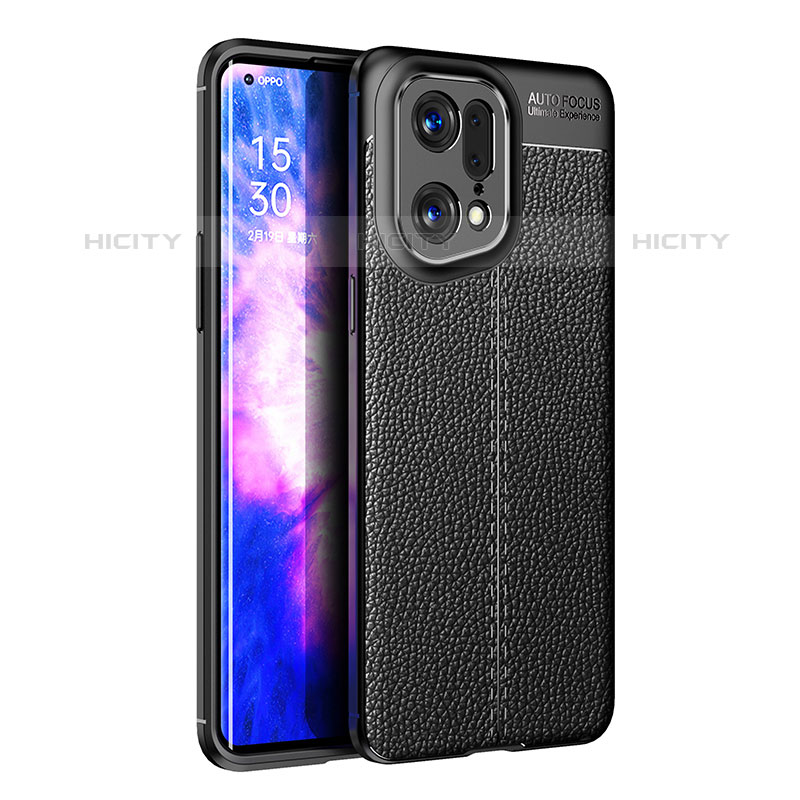 Coque Silicone Gel Motif Cuir Housse Etui pour Oppo Find X5 Pro 5G Plus