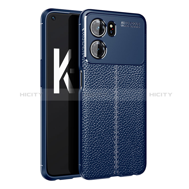 Coque Silicone Gel Motif Cuir Housse Etui pour Oppo K10 5G Bleu Plus