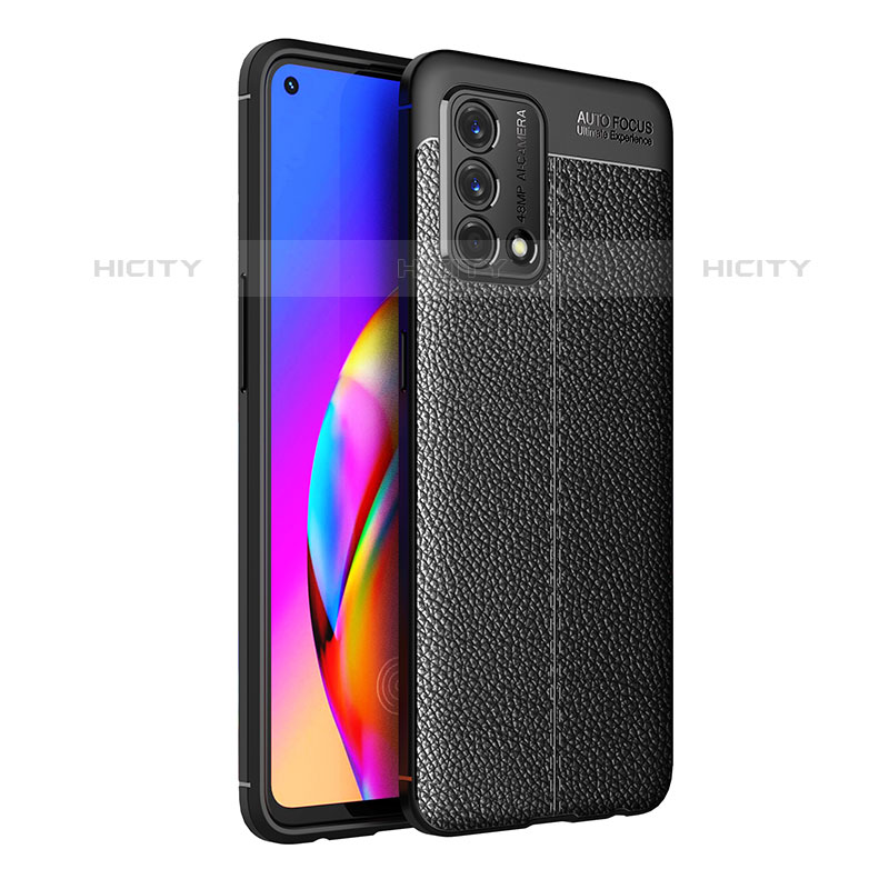 Coque Silicone Gel Motif Cuir Housse Etui pour Oppo Reno6 Lite Noir Plus