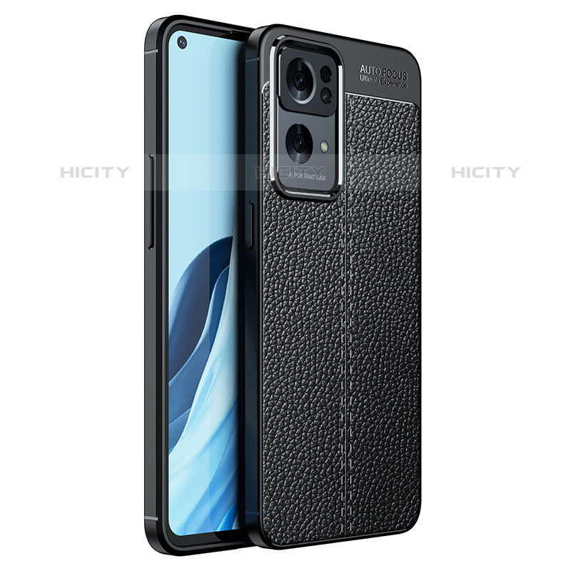 Coque Silicone Gel Motif Cuir Housse Etui pour Oppo Reno7 Pro 5G Noir Plus