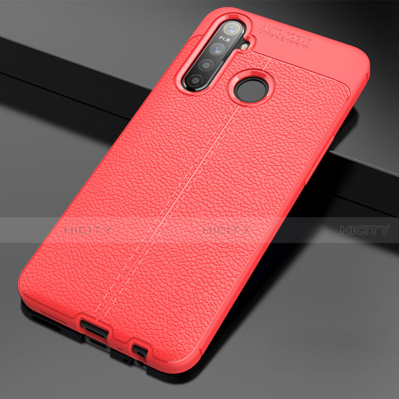 Coque Silicone Gel Motif Cuir Housse Etui pour Realme 5i Rouge Plus