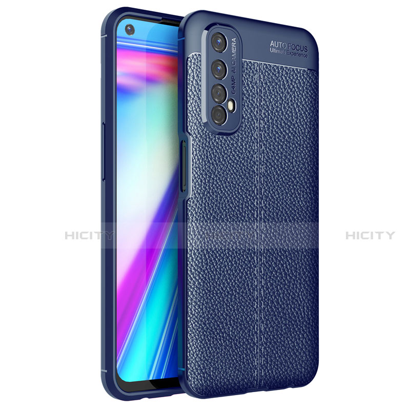 Coque Silicone Gel Motif Cuir Housse Etui pour Realme Narzo 20 Pro Bleu Plus