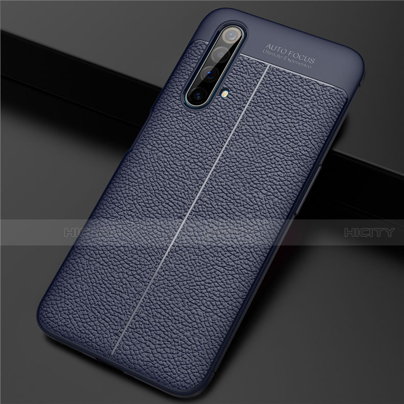 Coque Silicone Gel Motif Cuir Housse Etui pour Realme X3 Bleu Plus