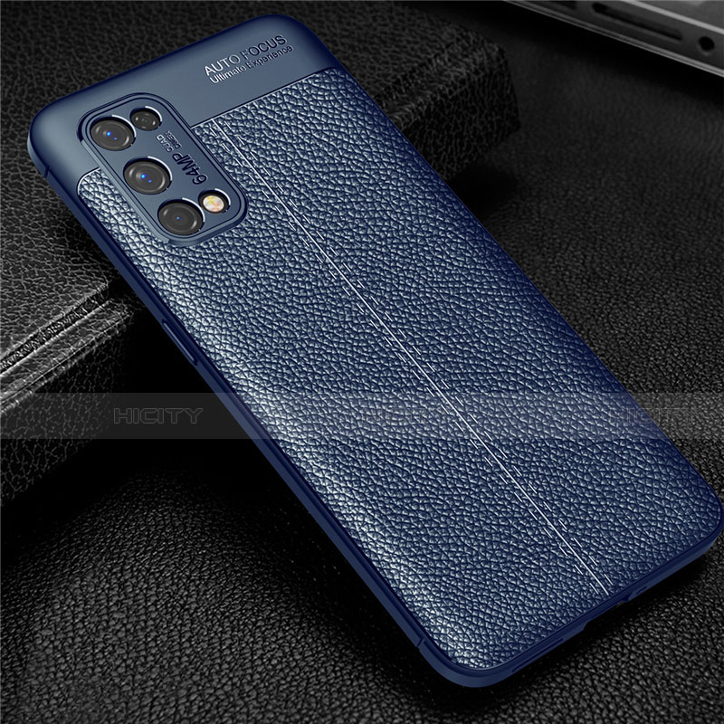 Coque Silicone Gel Motif Cuir Housse Etui pour Realme X7 Pro 5G Bleu Plus