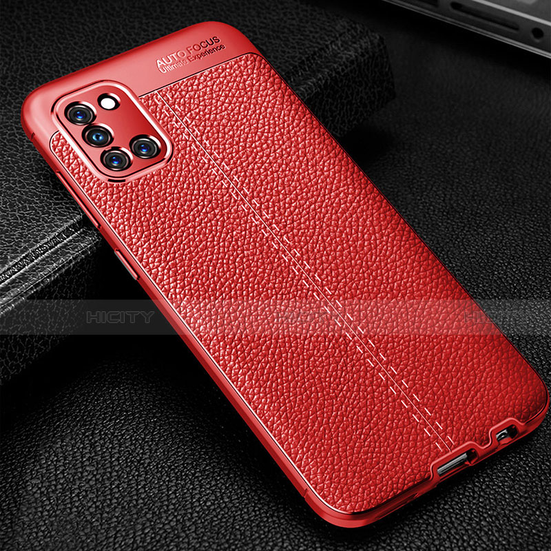 Coque Silicone Gel Motif Cuir Housse Etui pour Samsung Galaxy A31 Rouge Plus