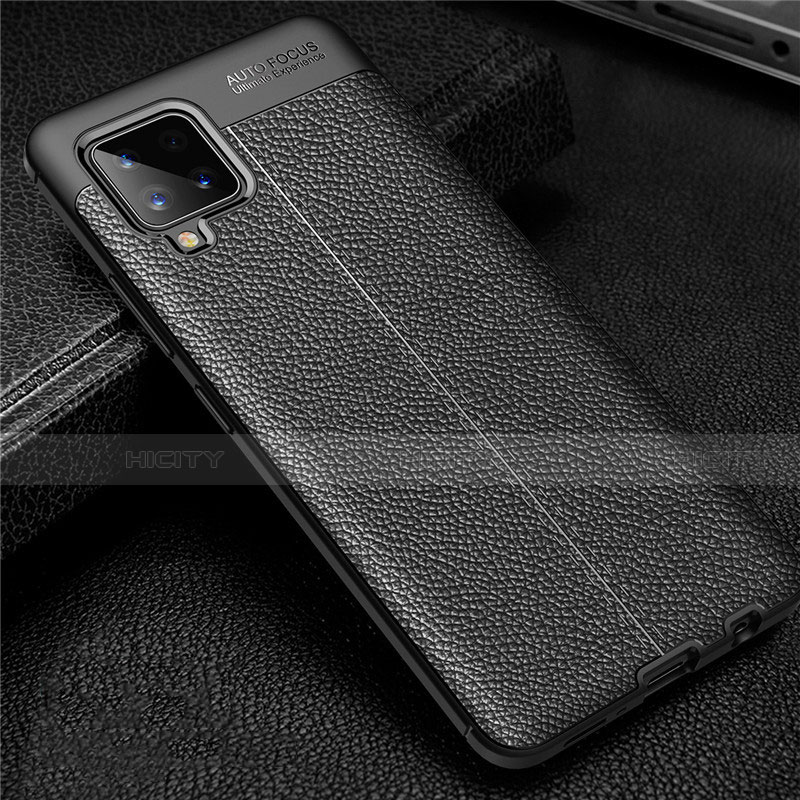 Coque Silicone Gel Motif Cuir Housse Etui pour Samsung Galaxy A42 5G Noir Plus