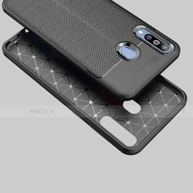 Coque Silicone Gel Motif Cuir Housse Etui pour Samsung Galaxy A60 Plus