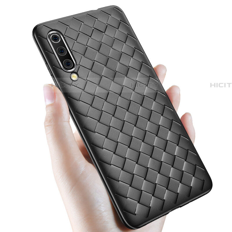 Coque Silicone Gel Motif Cuir Housse Etui pour Samsung Galaxy A70S Noir Plus