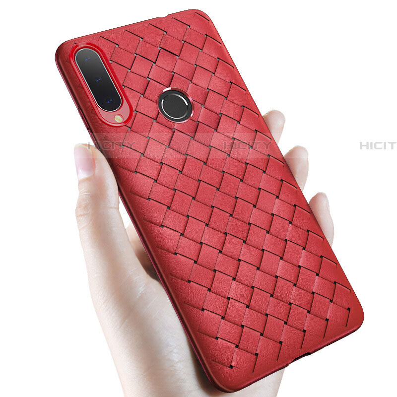 Coque Silicone Gel Motif Cuir Housse Etui pour Samsung Galaxy A70S Rouge Plus