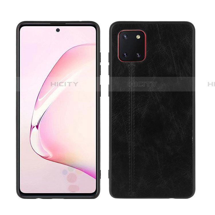 Coque Silicone Gel Motif Cuir Housse Etui pour Samsung Galaxy A81 Noir Plus