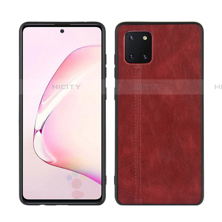 Coque Silicone Gel Motif Cuir Housse Etui pour Samsung Galaxy A81 Vin Rouge Plus