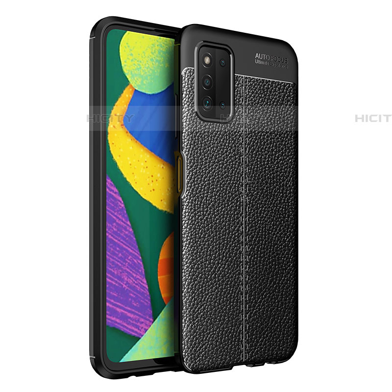 Coque Silicone Gel Motif Cuir Housse Etui pour Samsung Galaxy F52 5G Noir Plus