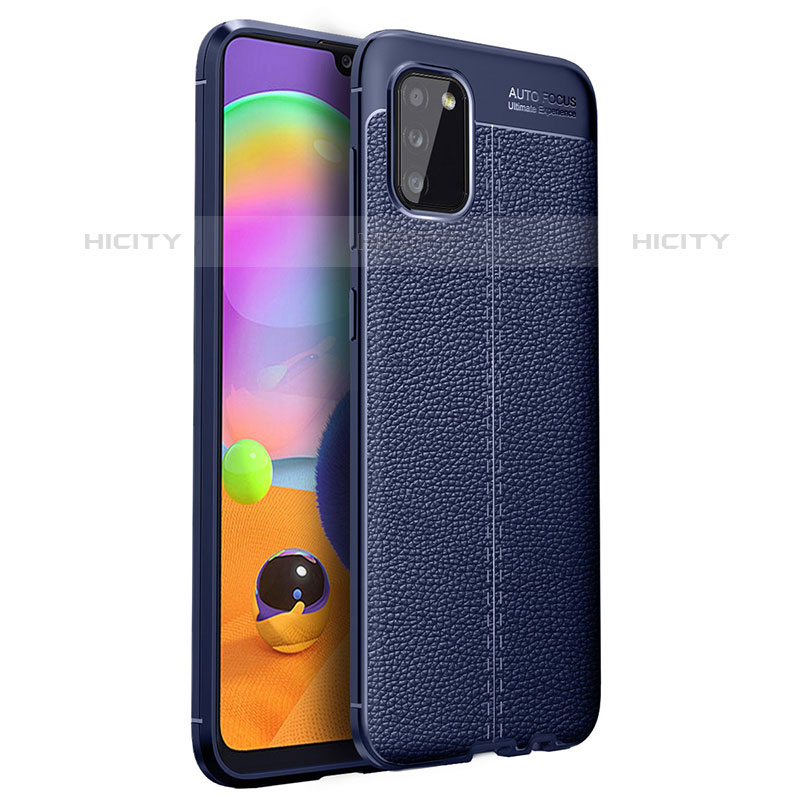 Coque Silicone Gel Motif Cuir Housse Etui pour Samsung Galaxy M02s Bleu Plus