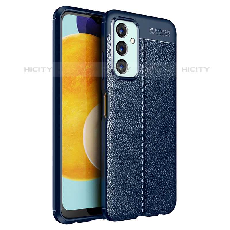 Coque Silicone Gel Motif Cuir Housse Etui pour Samsung Galaxy M23 5G Bleu Plus