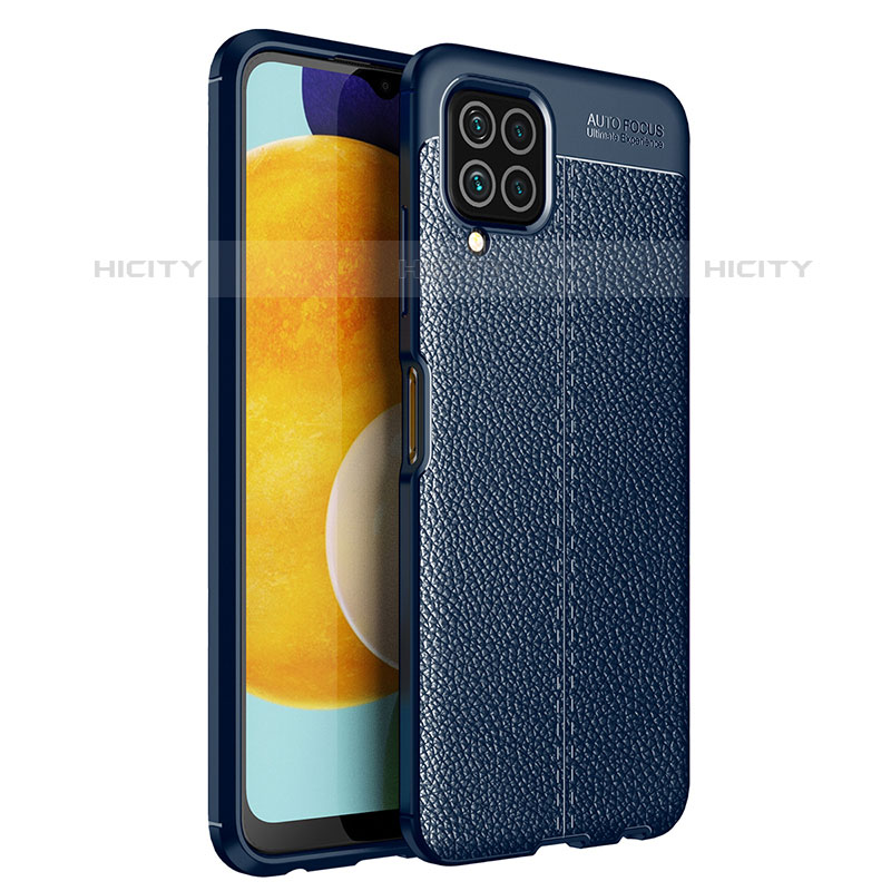 Coque Silicone Gel Motif Cuir Housse Etui pour Samsung Galaxy M32 4G Bleu Plus