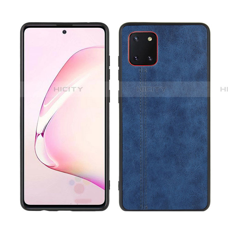 Coque Silicone Gel Motif Cuir Housse Etui pour Samsung Galaxy M60s Bleu Plus