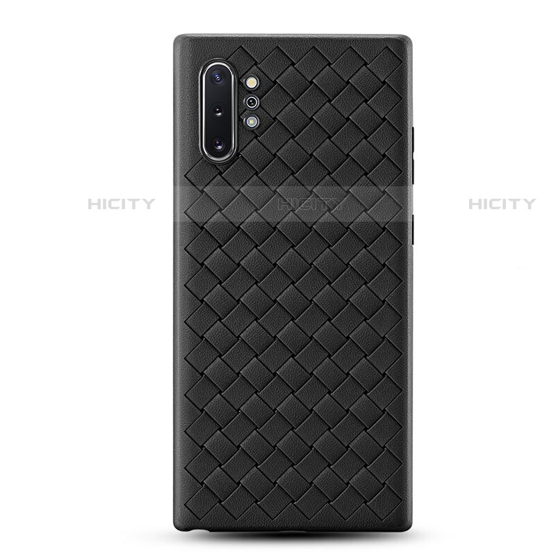 Coque Silicone Gel Motif Cuir Housse Etui pour Samsung Galaxy Note 10 Plus 5G Noir Plus