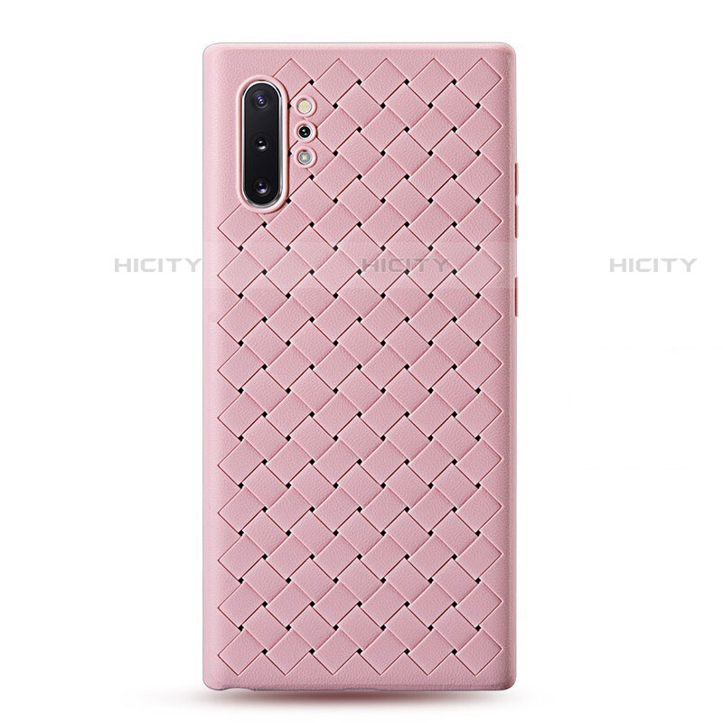 Coque Silicone Gel Motif Cuir Housse Etui pour Samsung Galaxy Note 10 Plus 5G Or Rose Plus