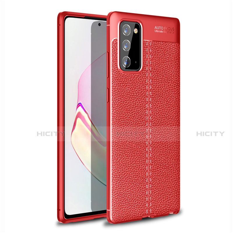 Coque Silicone Gel Motif Cuir Housse Etui pour Samsung Galaxy Note 20 Plus 5G Rouge Plus